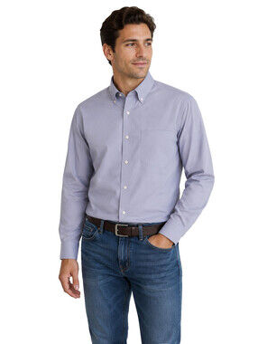 Jockey Mens Dress Shirt Large NWT Wrinkle Resistant Blue/White Cotton Blend